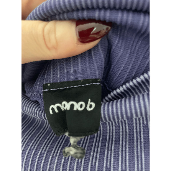 Mono B Women's Purple Patterned Crotchless Ribbed Gym Workout Leggings Sz M - Picture 2 of 3